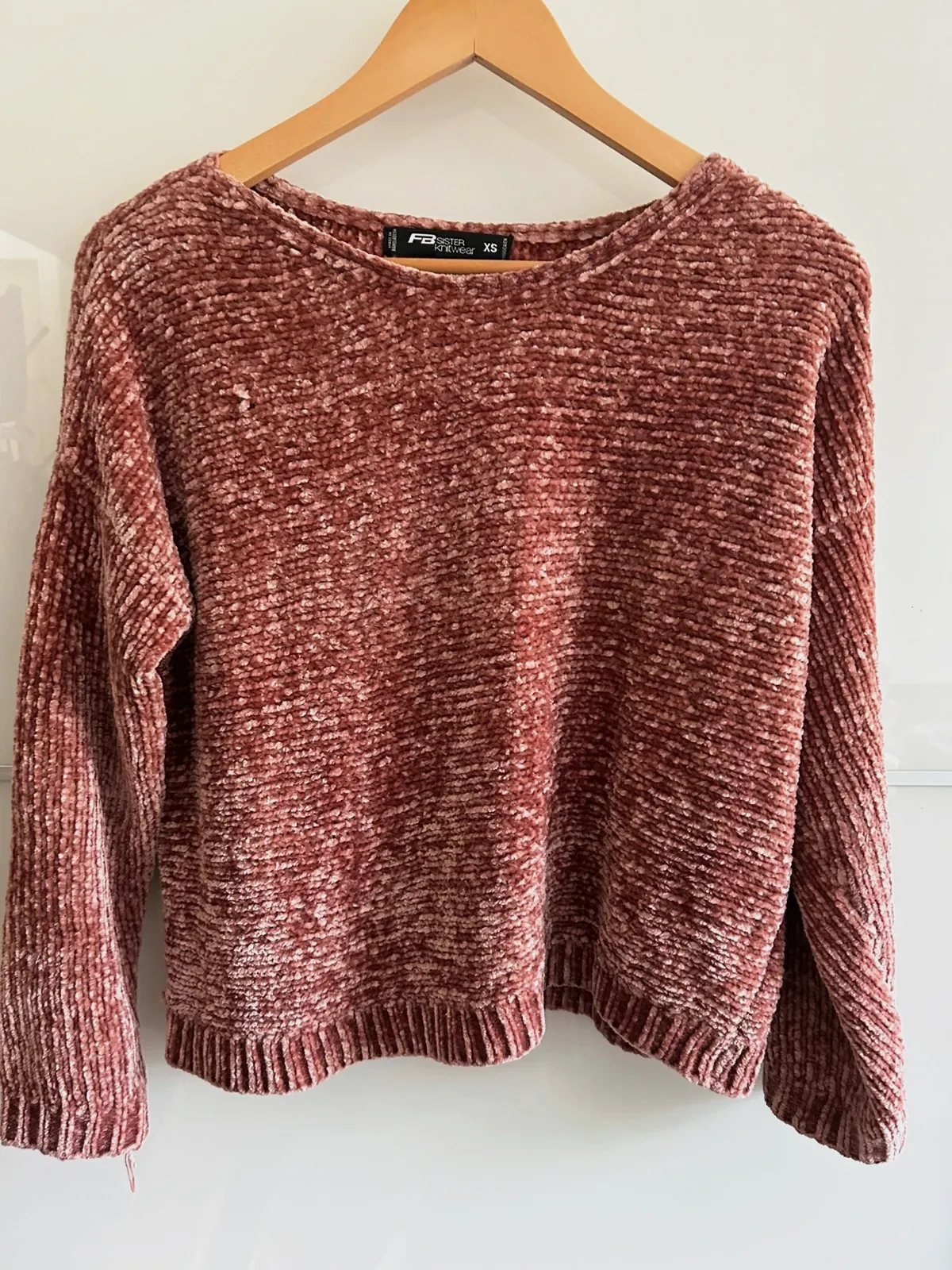 Pull court FB Sister XS rose maille chenille douce tendance – FB Sister Knitwear – taille XS / 34 / 6 4