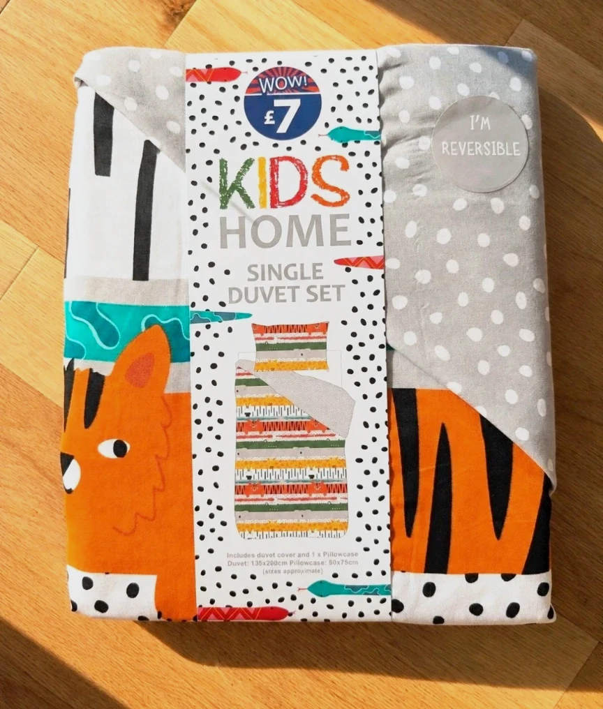 New Kids Single Tiger Duvet Set Reversible