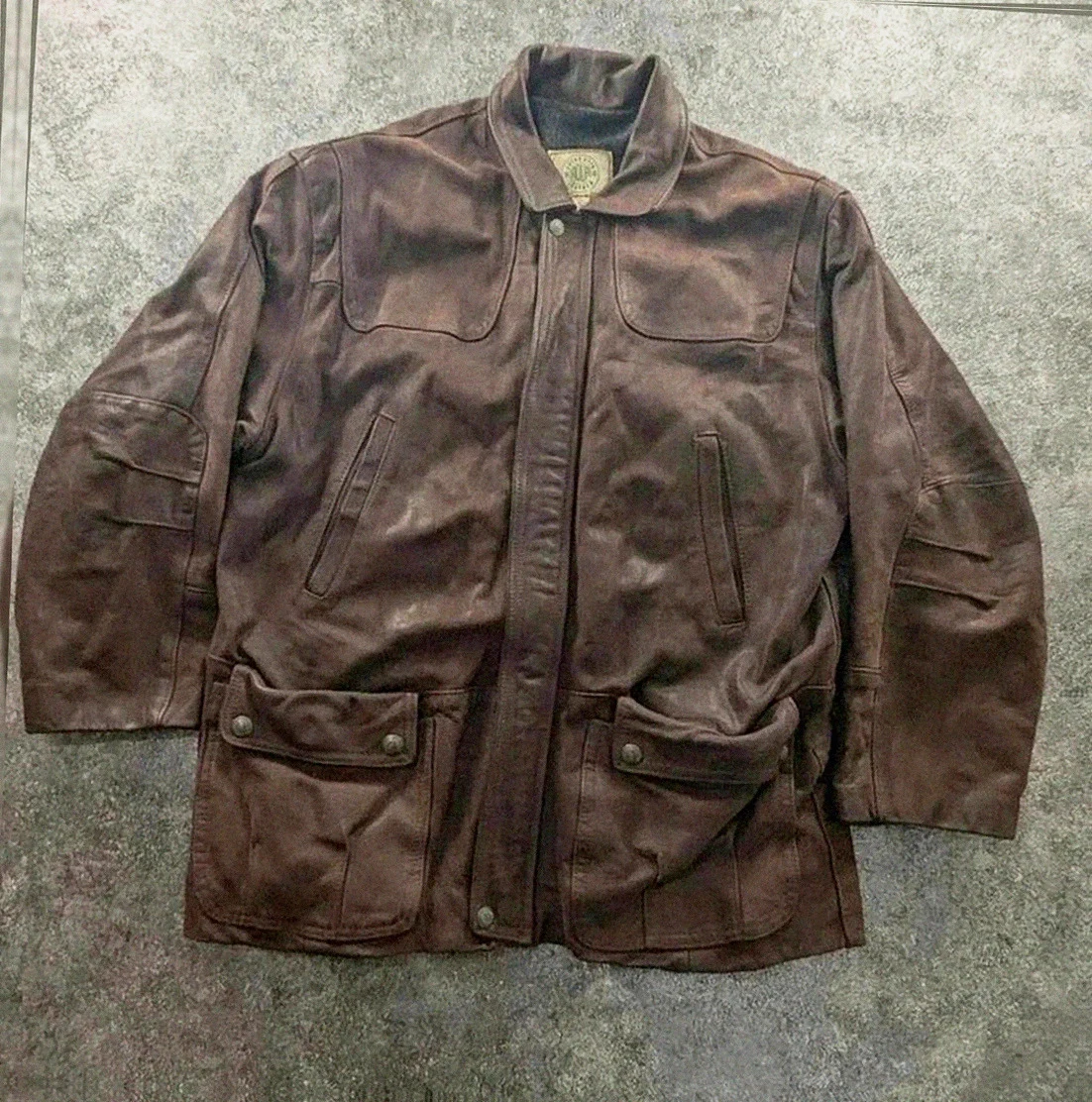 Field jacket Aqua Leather en cuir brun – fabrication française – taille 50 / 3 vintage dressing