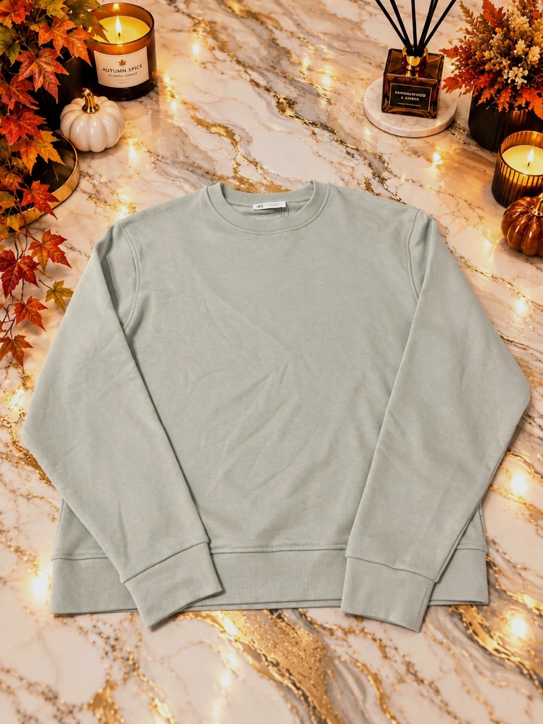 Sweat Zara homme vert sauge – Taille M – Col rond