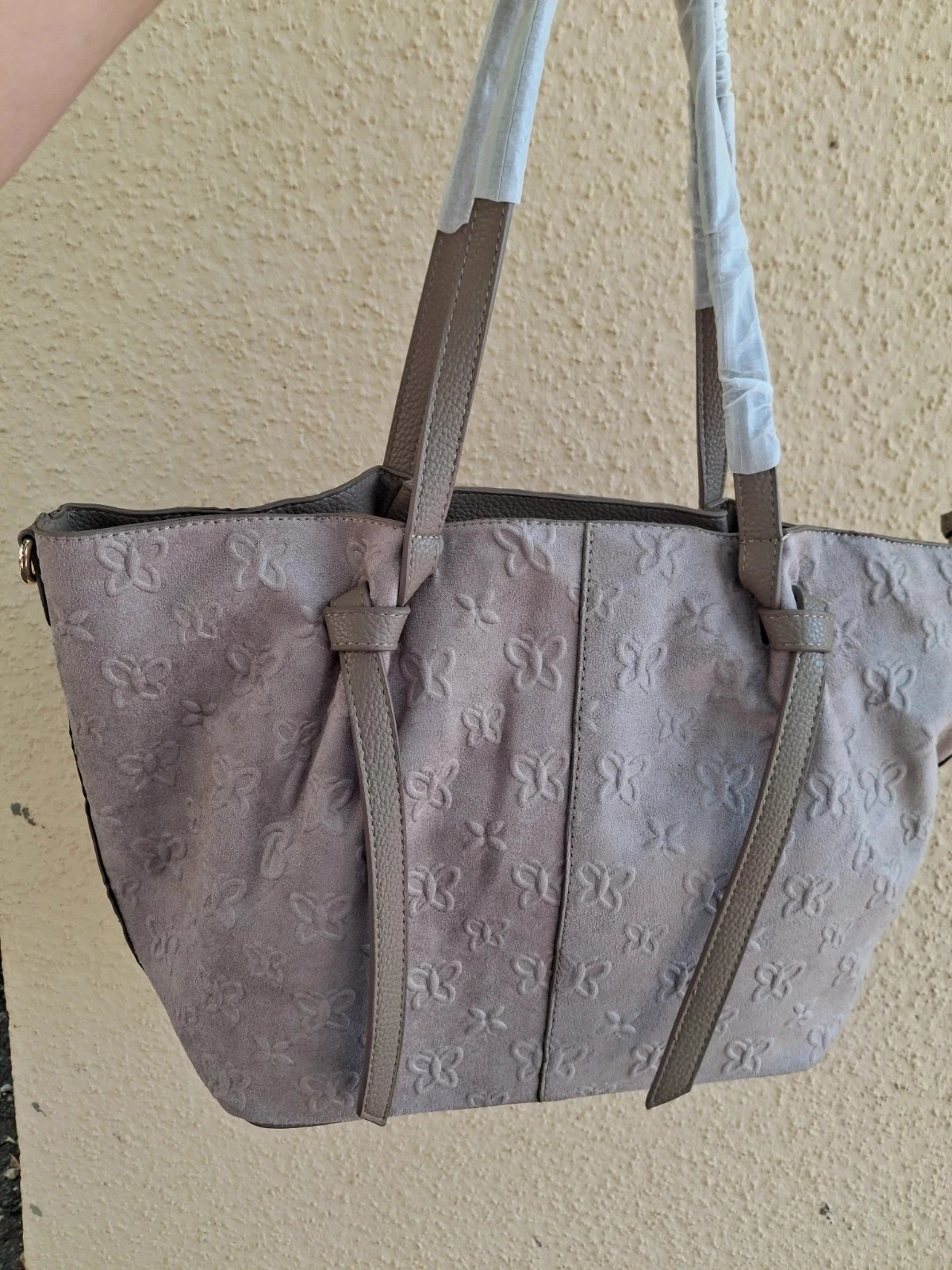 Grand sac style suédine gris clair inspi tendance