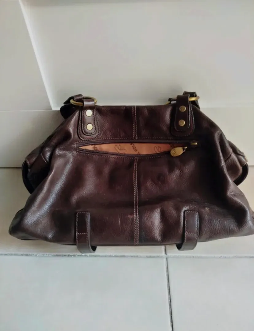 Sac à main cuir marron vintage – bon – marron foncé – taille Taille unique 4
