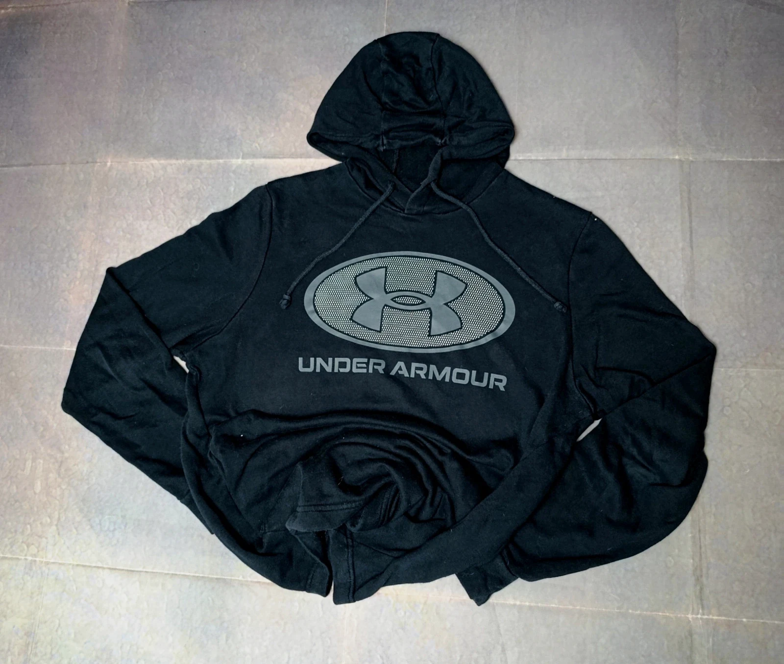 Under Armour Big Logo Oval Fleece Hoodie Black Size M sportwear streetwear casual