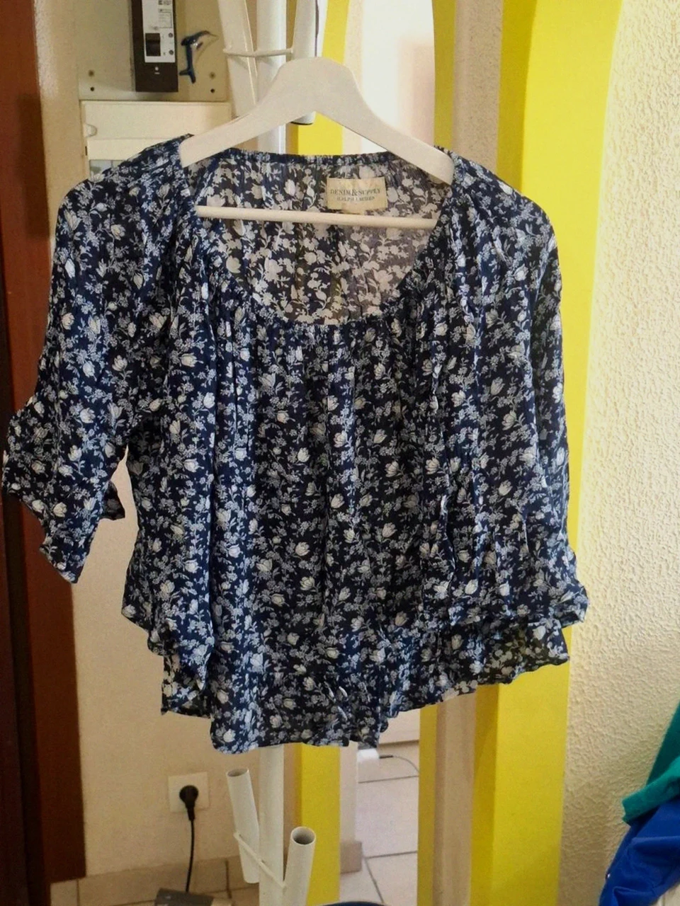 Fleuri Crop Top Denim & Supply Ralph Lauren - Bleu & Blanc - Taille XS