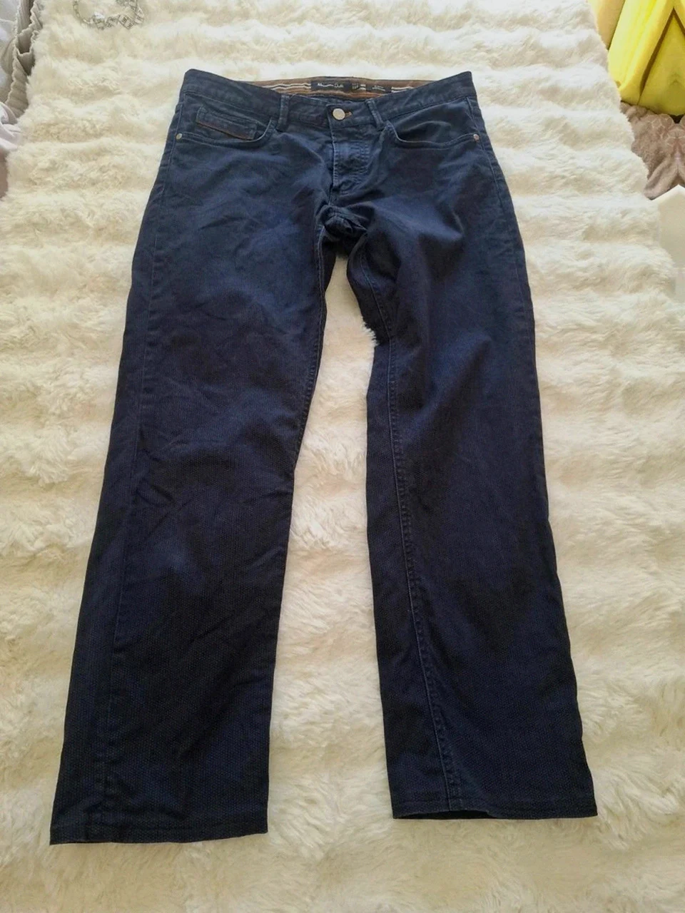 Chino / Pantalon texturé Slim Fit Massimo Dutti - Bleu marine - Taille 30 (EUR 38)