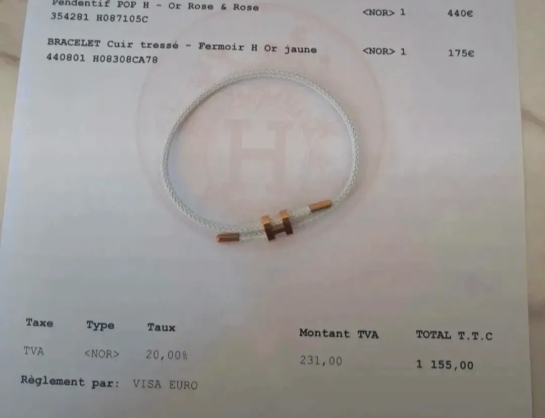Bracelet corde blanche fermoir H – Hermès – blanc 2