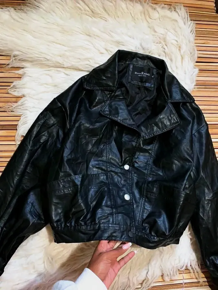 Veste en cuir noir court – no brand – noir – taille L 3