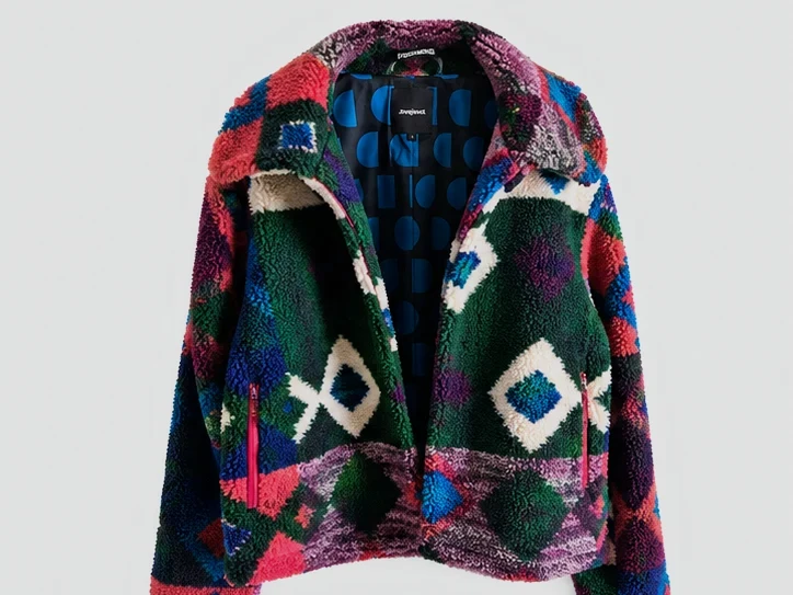 Veste en moumoute Desigual à motifs géométriques