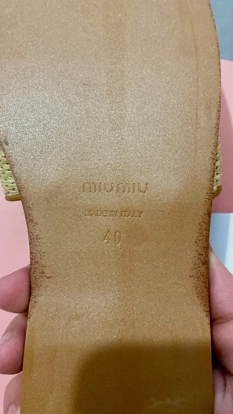 Sandales Miu Miu Raffia Cuir Camel Neuf Taille 40 Authentique – Miu Miu – camel – taille EU 40 4