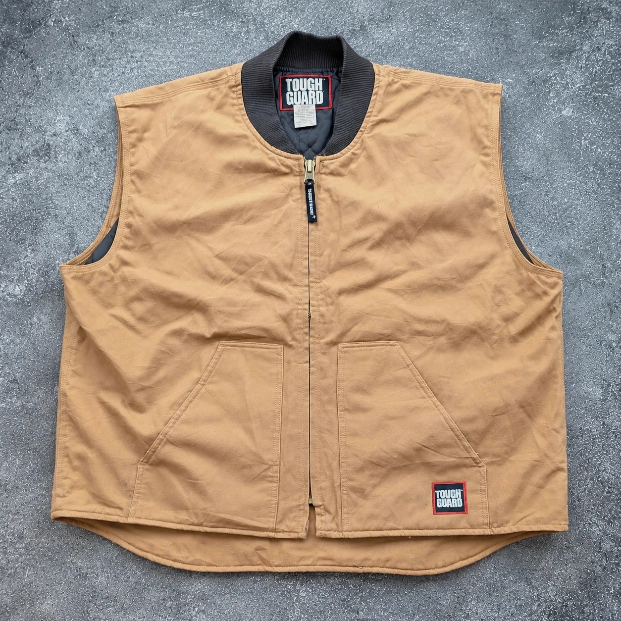 Tough Guard gilet workwear canvas XXL 3XL utility worker vest marron doublé