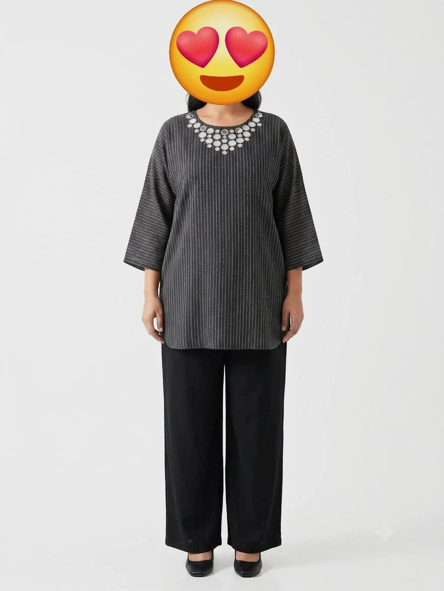 Ethnic shirt with wide leg trousers