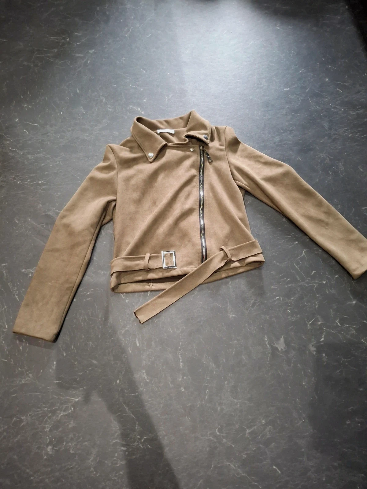 Veste Perfecto Marron Clair en Suédine - Taille M - Très Bon État