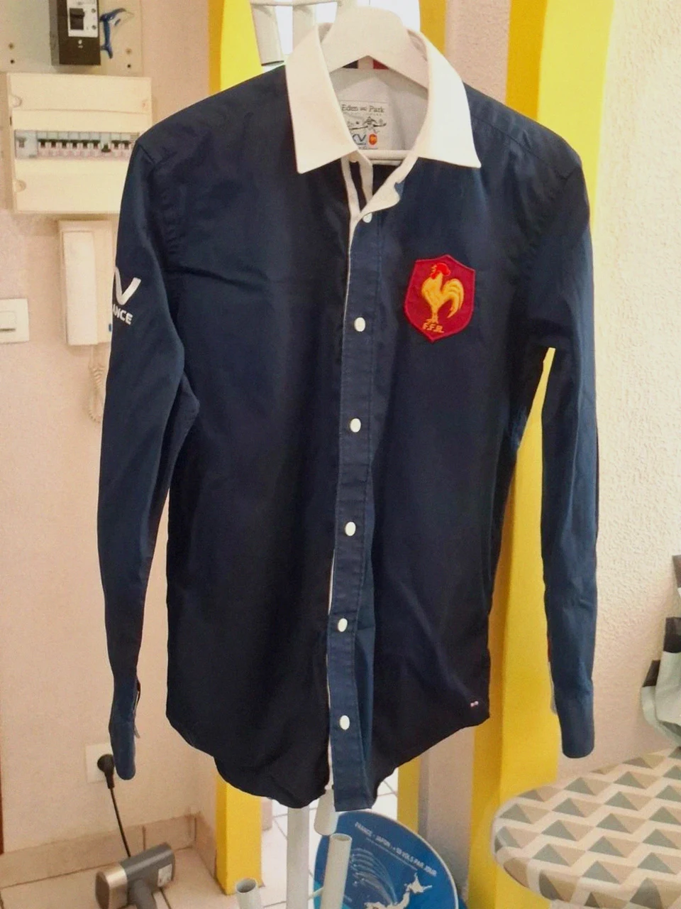 Chemise XV de France Officielle / Eden Park - Bleu Marine et Blanc - Taille S