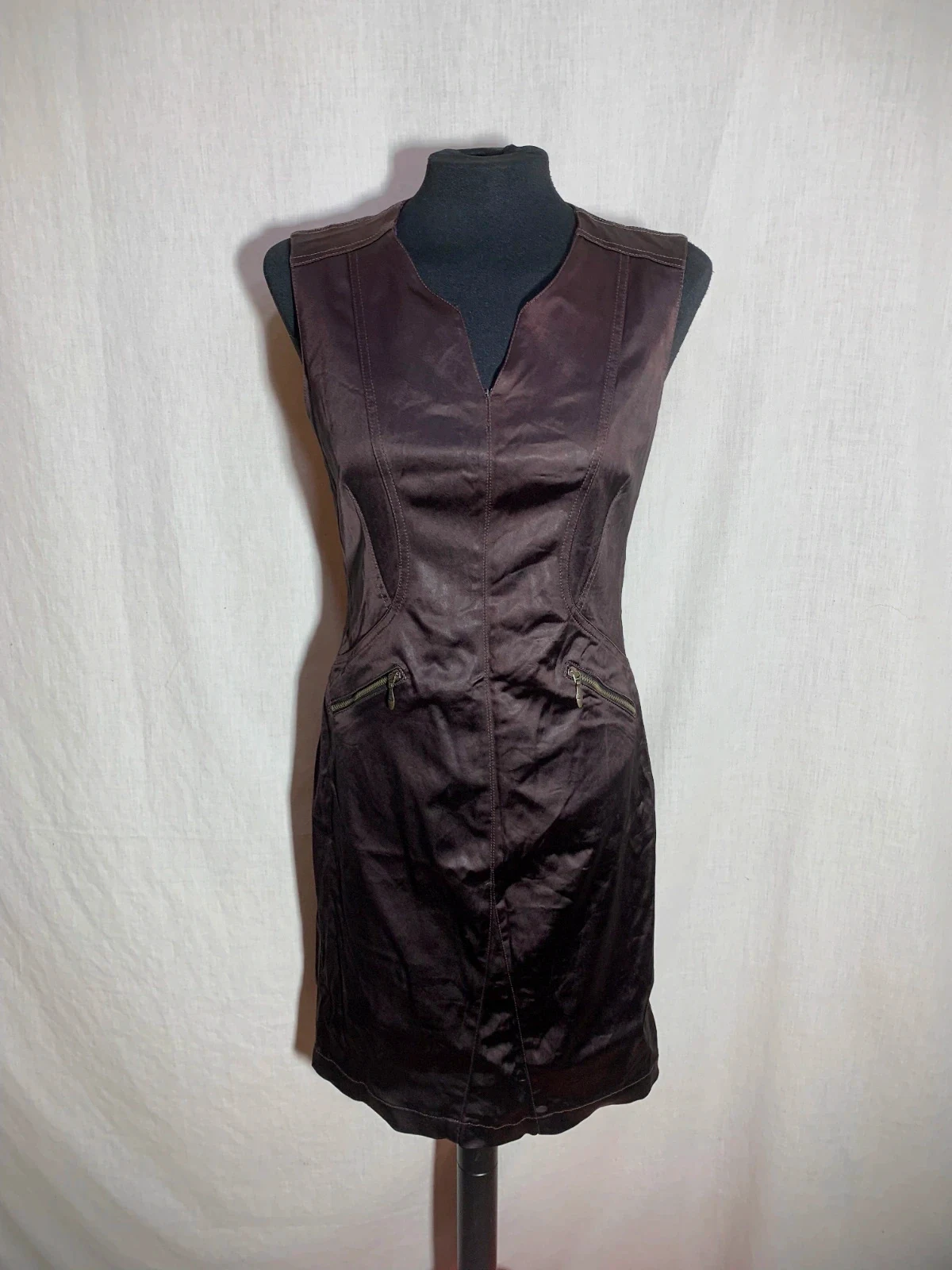 Vestido Marrón Sin Mangas con Cremalleras | Brown Sleeveless Dress | Paul Brial