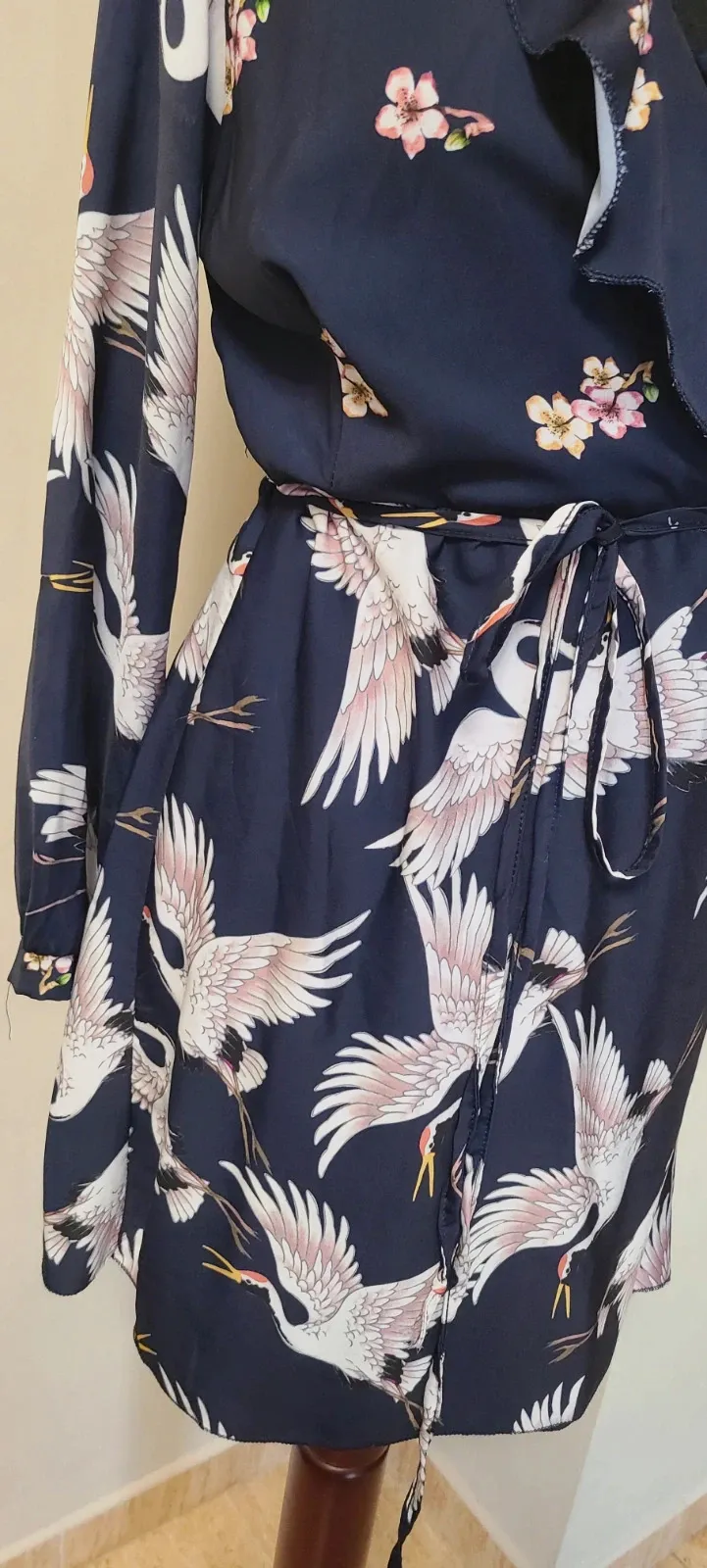 Vestido corto cruzado estilo y mono con estampado de grullas – petits mamans – taille Taille unique 4