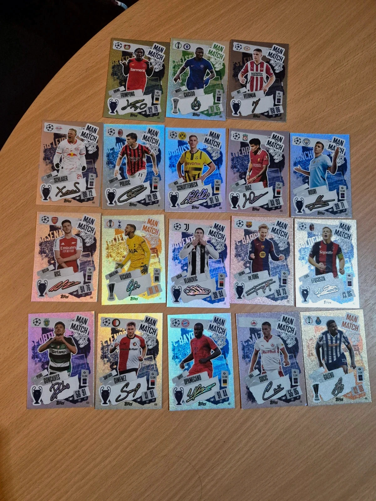 Lot de 19 cartes topps match attax man of match