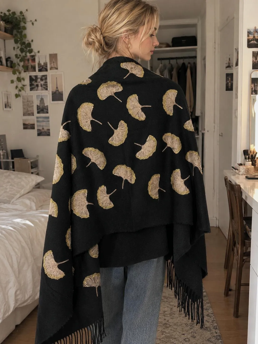 Écharpe cachmere jacquard brodé bohème  – Cachmere – taille Taille unique 2