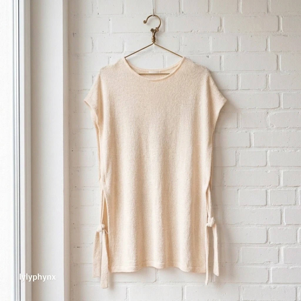 Pulls sans manches en maille écru / crème Liens à nouer Taille S