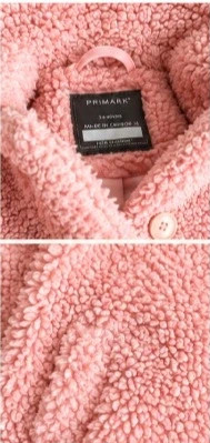 Manteau bébé fille rose tout doux Primark effet mouton – 6/9 mois, excellent état – Primark – taille 6-9 mois / 68 cm 2