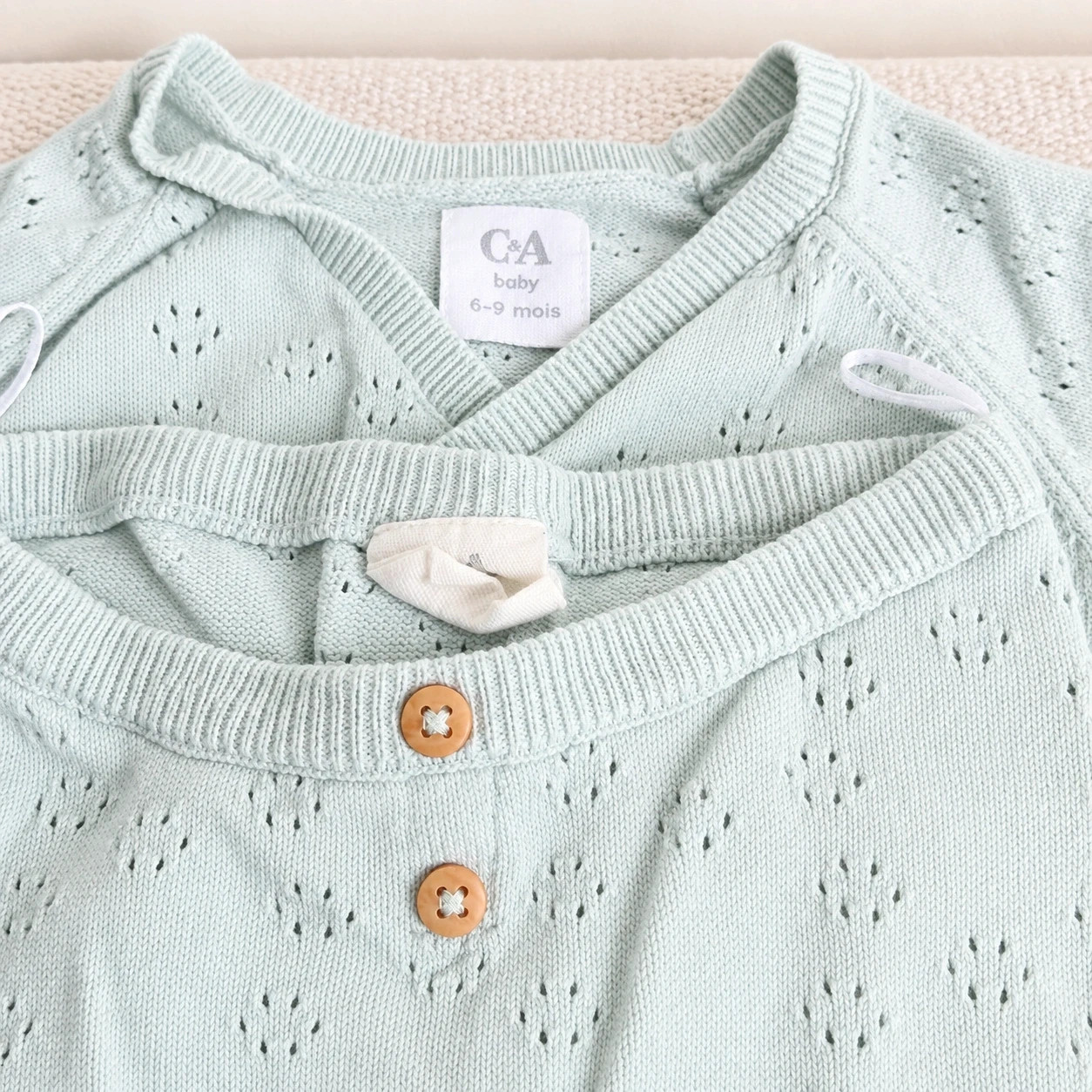 Ensemble bébé mixte tricot C&A vert d’eau – Taille 1/3 mois – C&A – taille 1-3 mois / 56 cm 2