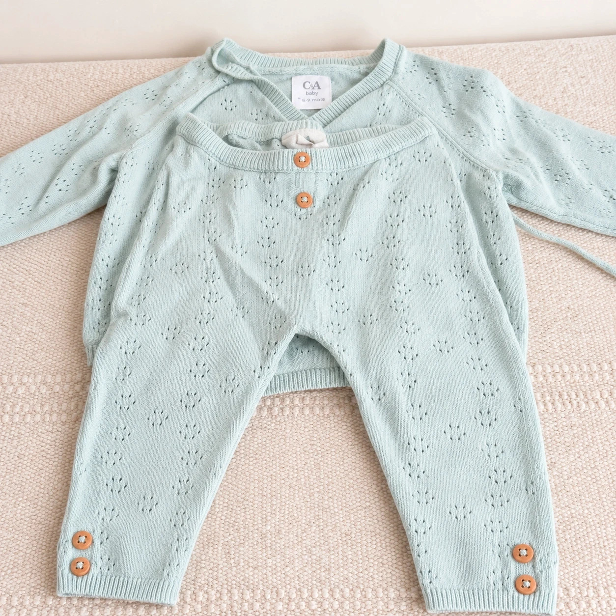 Ensemble bébé mixte tricot C&A vert d’eau – Taille 1/3 mois – C&A – taille 1-3 mois / 56 cm 3