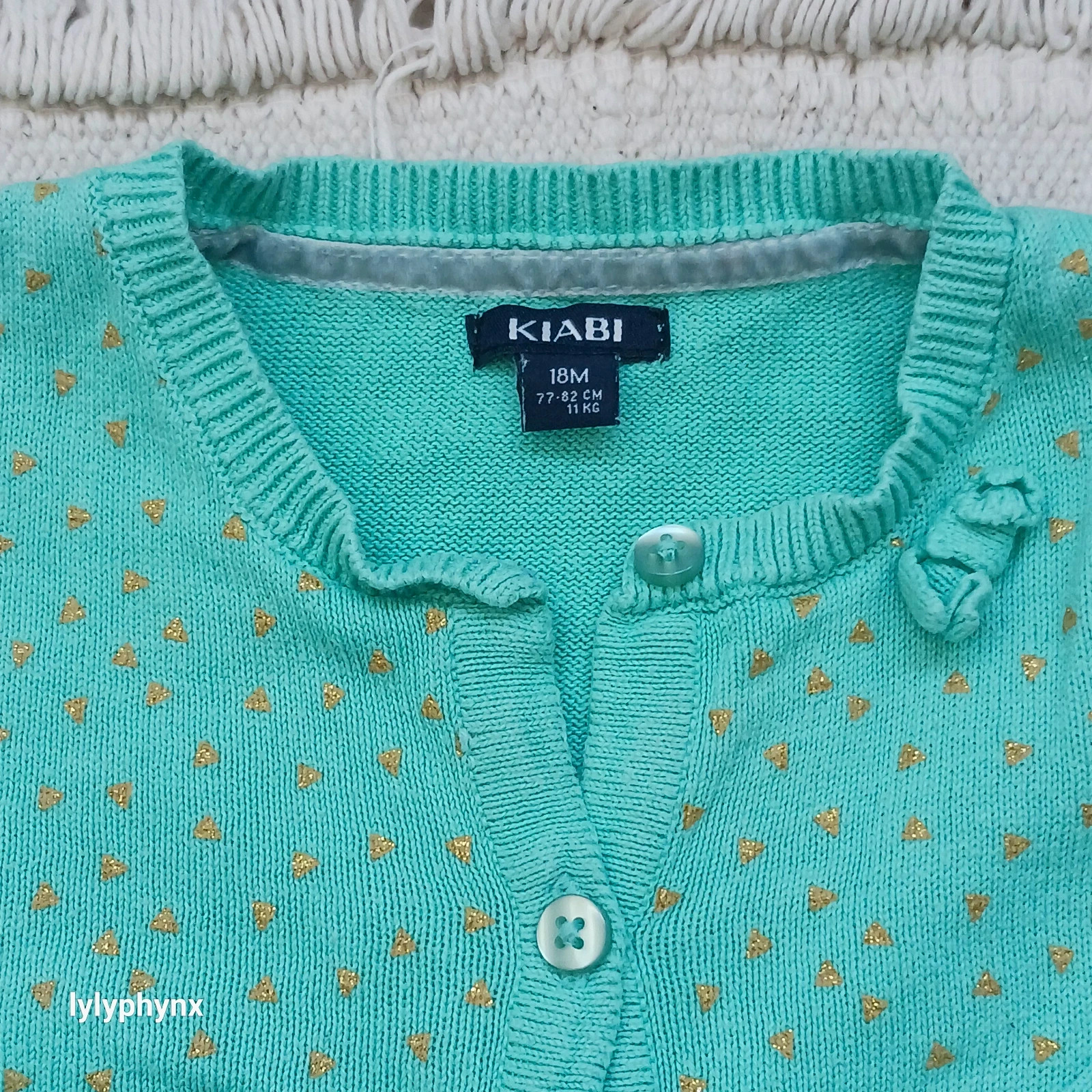 Gilet turquoise pailleté or Kiabi 18 mois / 80 cm – Kiabi – taille 12-18 mois / 80 cm 2