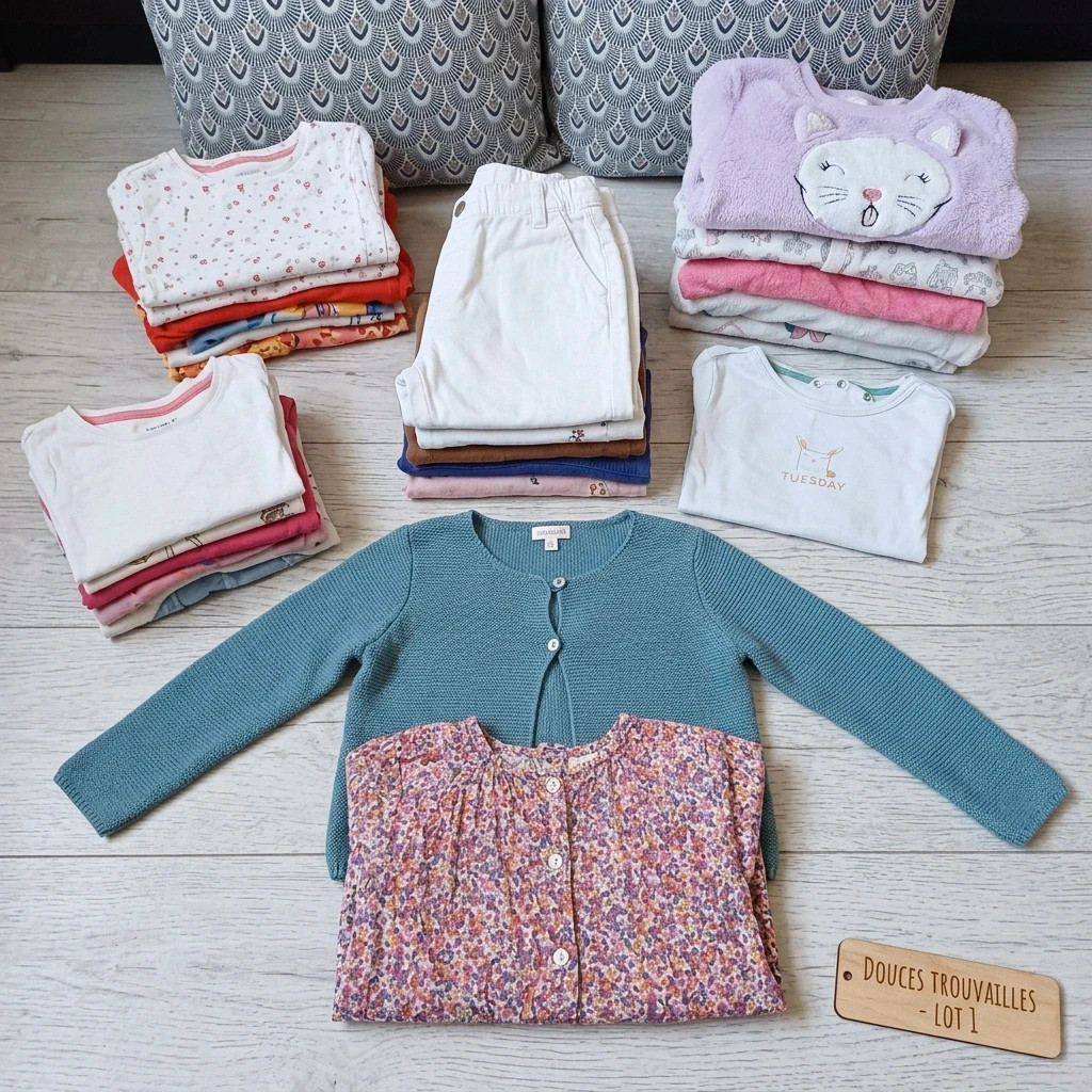 🌸 Super lot de vêtements bébé fille – taille 12 mois – environ 30 pièces