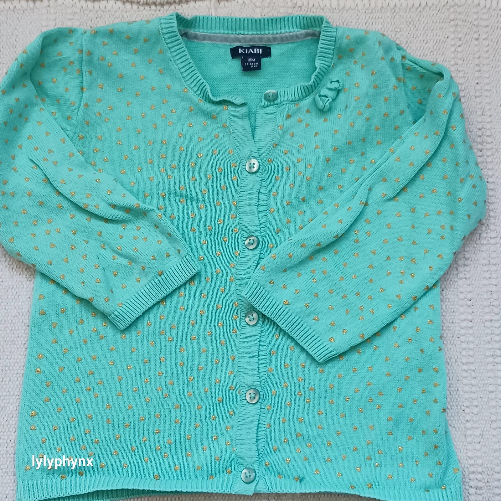 Gilet turquoise pailleté or Kiabi 18 mois / 80 cm
