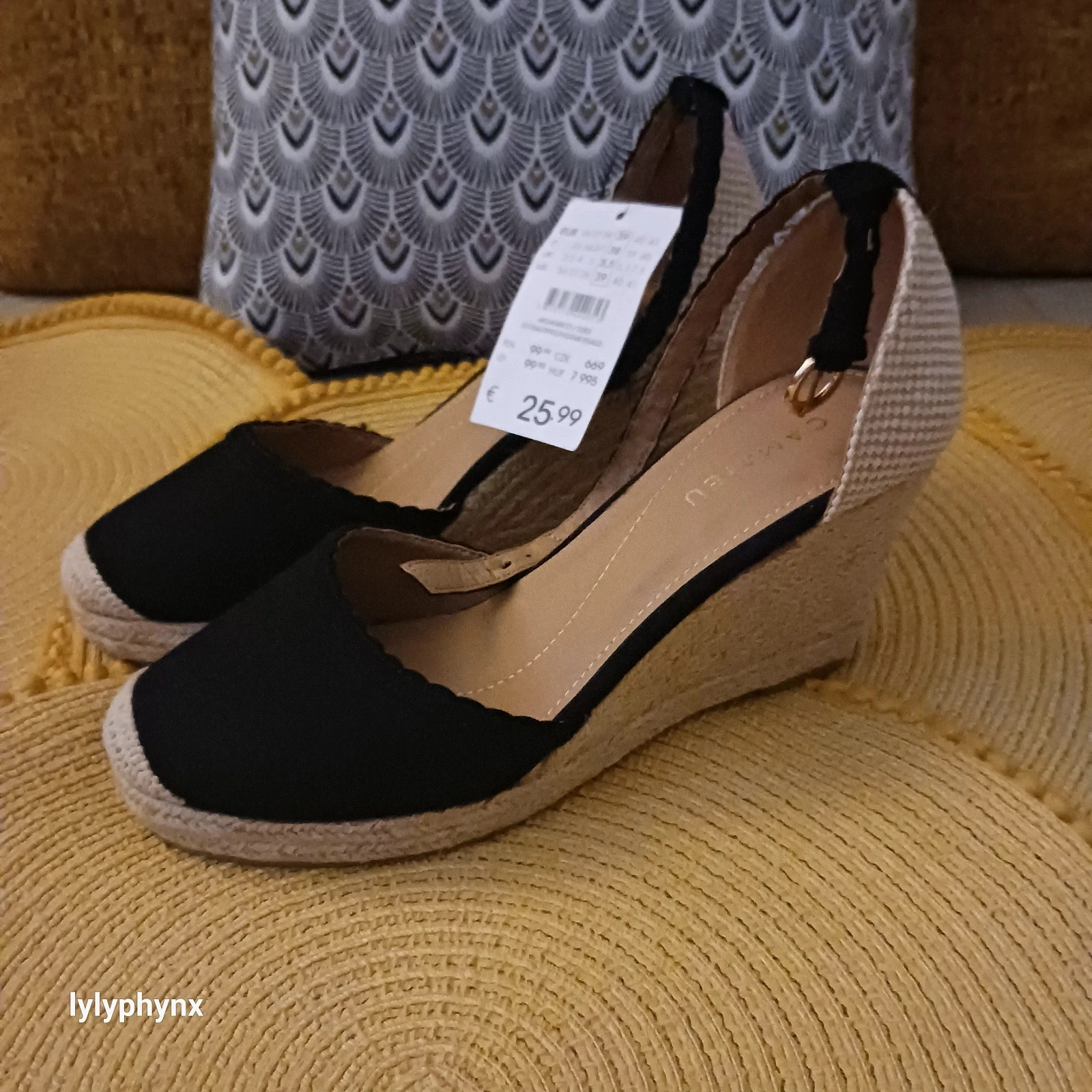 Sandales à talon compensé à bout fermé et semelle de corde femme noir . Camaïeu – Camaïeu – taille 39 2