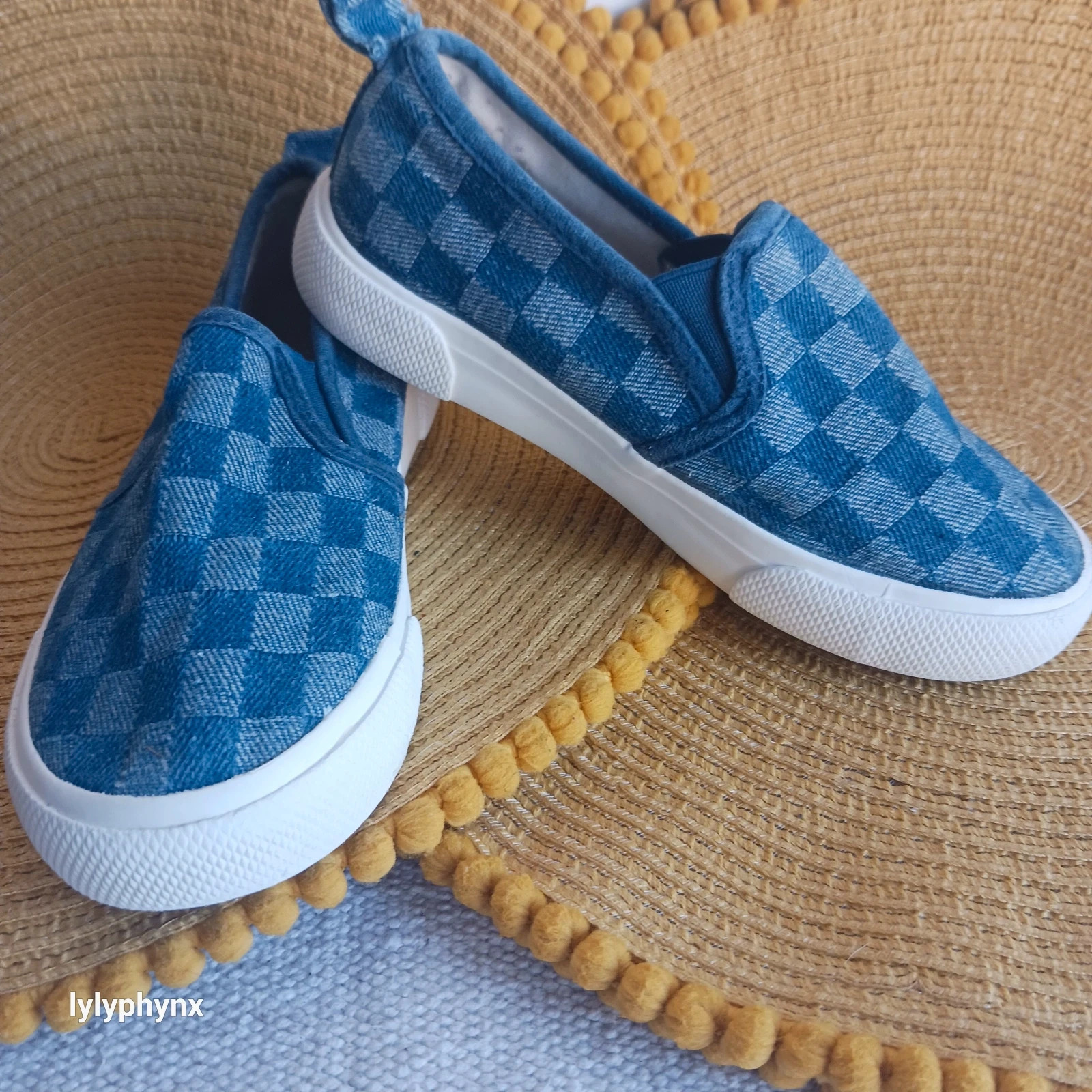 Baskets slip-on Kiabi à damier bleu