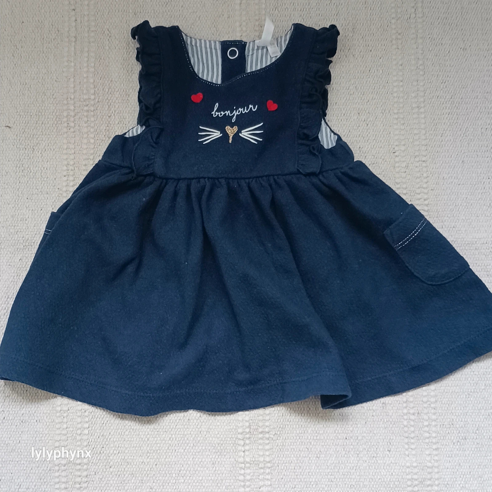 Robe à volants Orchestra bleue brodée chat - 6 mois)