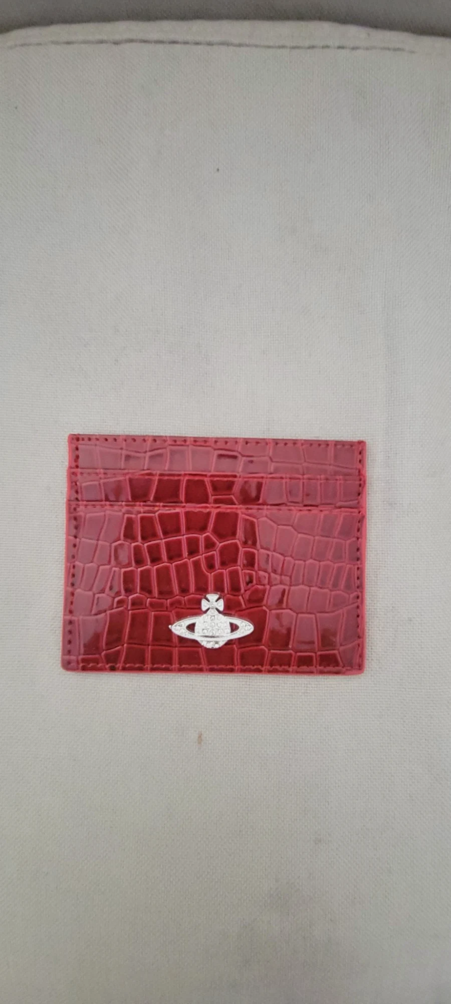 Porte-cartes Vivienne Westwood effet croco rouge