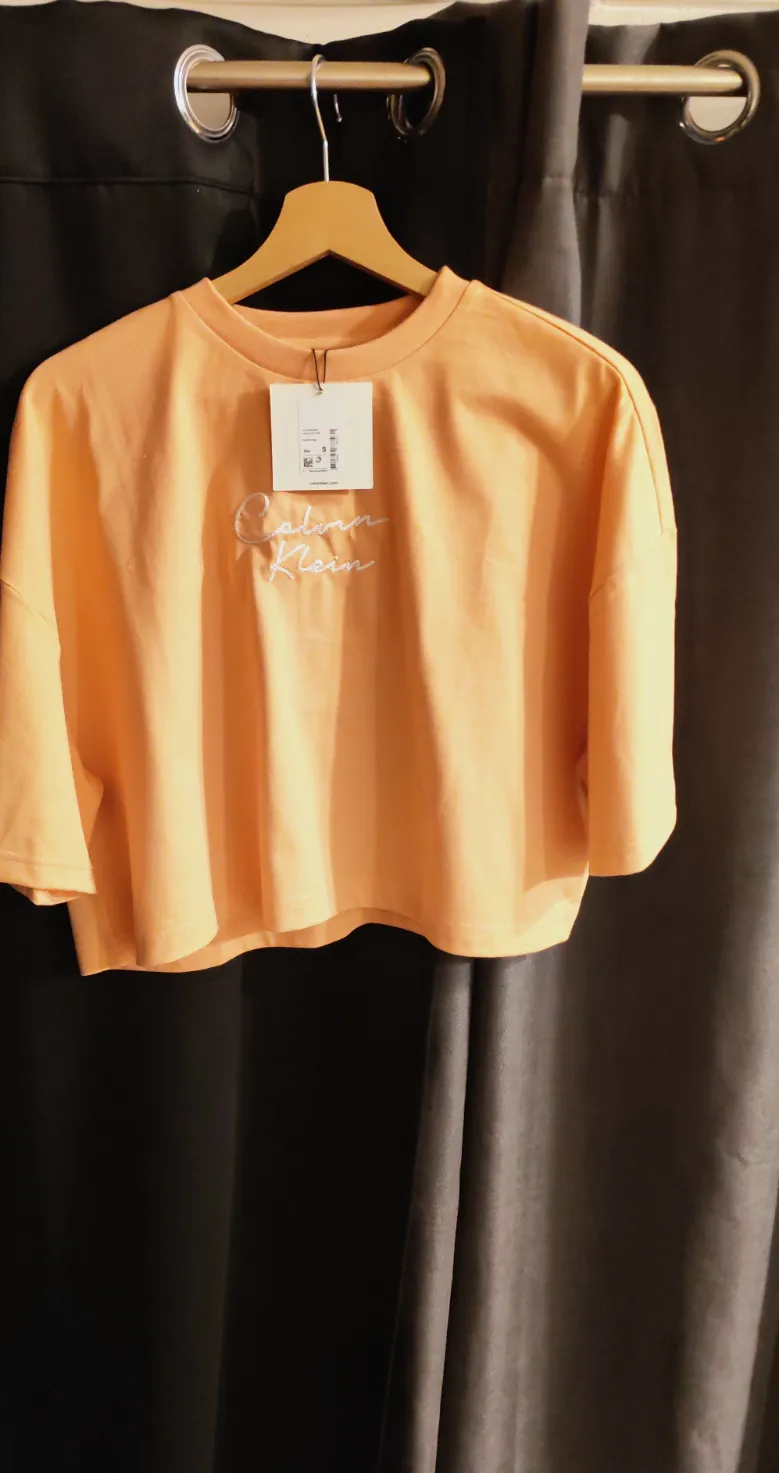 T-shirt crop top Calvin Klein orange – Calvin Klein – taille S 2