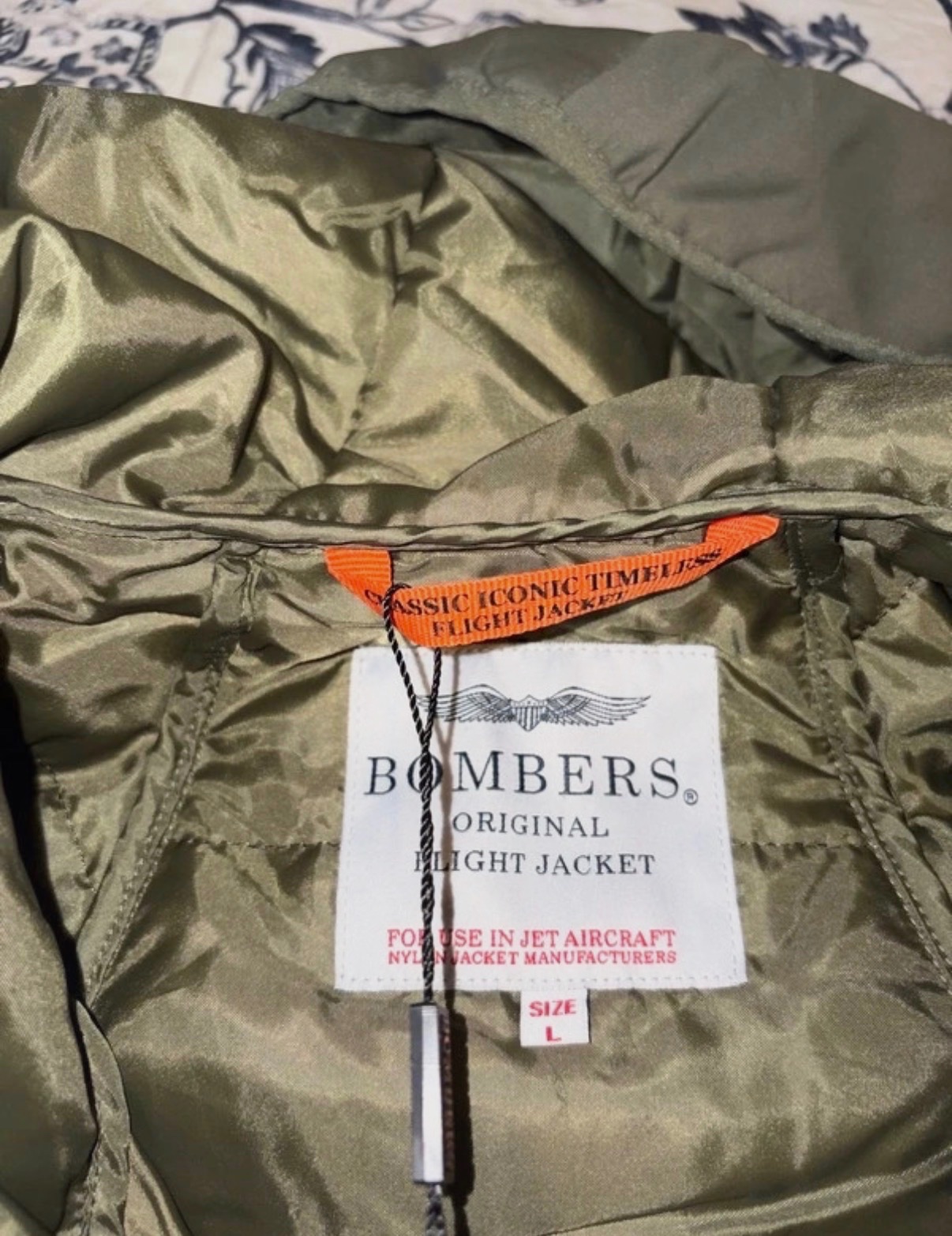 Bombers Original veste bomber homme kaki taille L fermeture éclair motif uni – Bombers – taille L 5