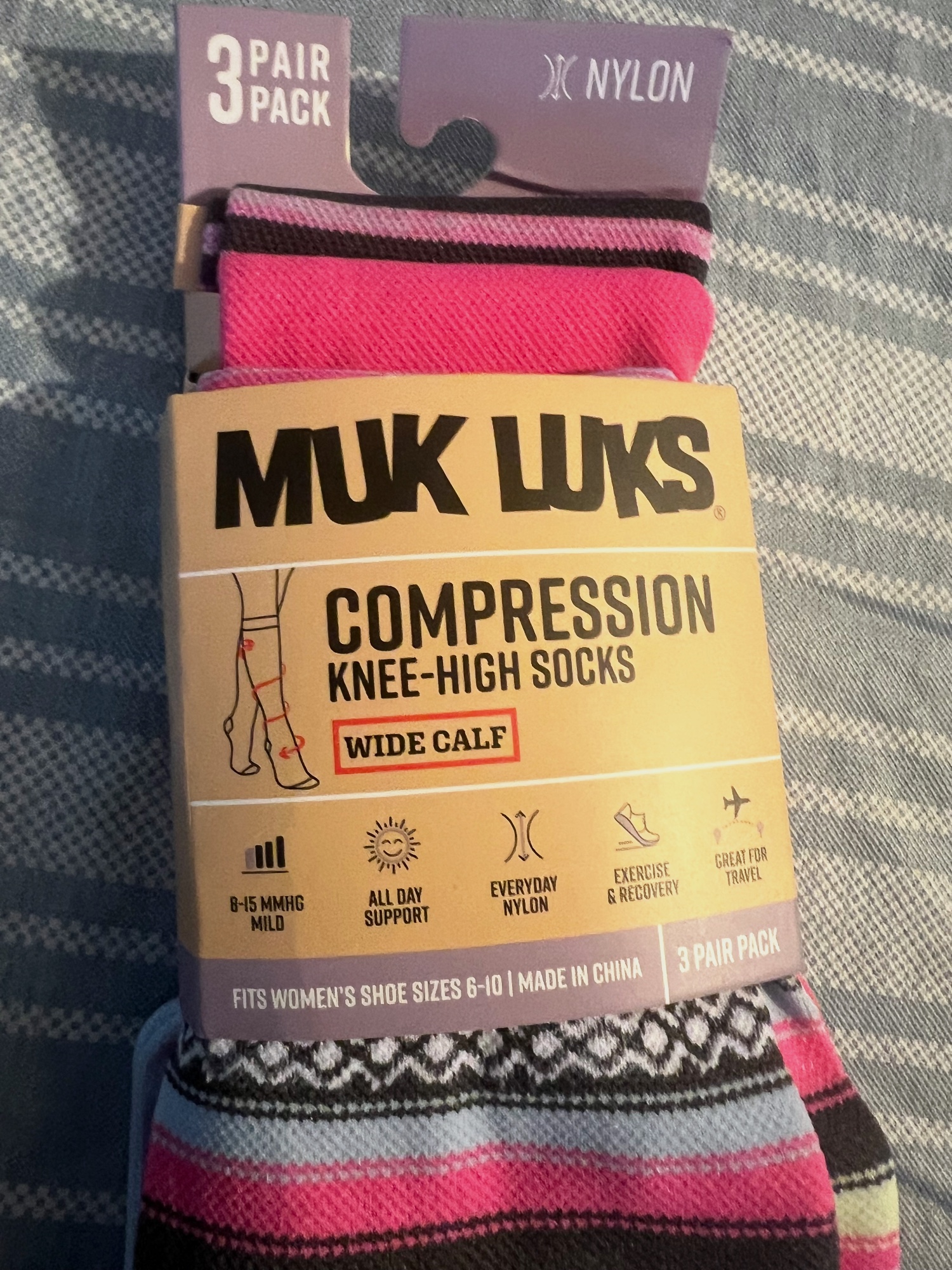 Muk Luks Compression Knee-High Socks Pack – Muk Luks – taille Taille unique