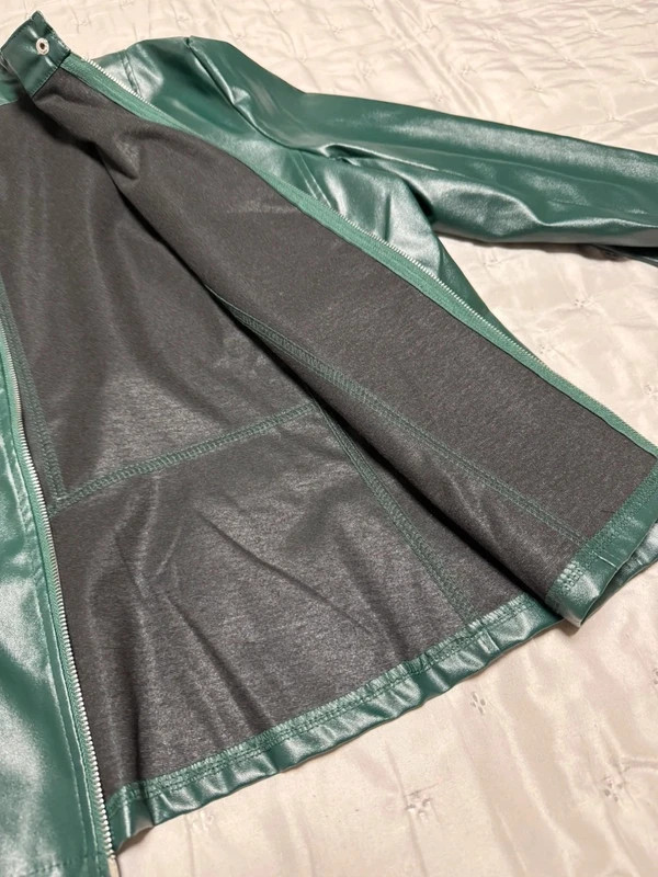 Chaqueta biker verde oscuro efecto piel cuello mao – sin marca – taille M / 38 / 10 2