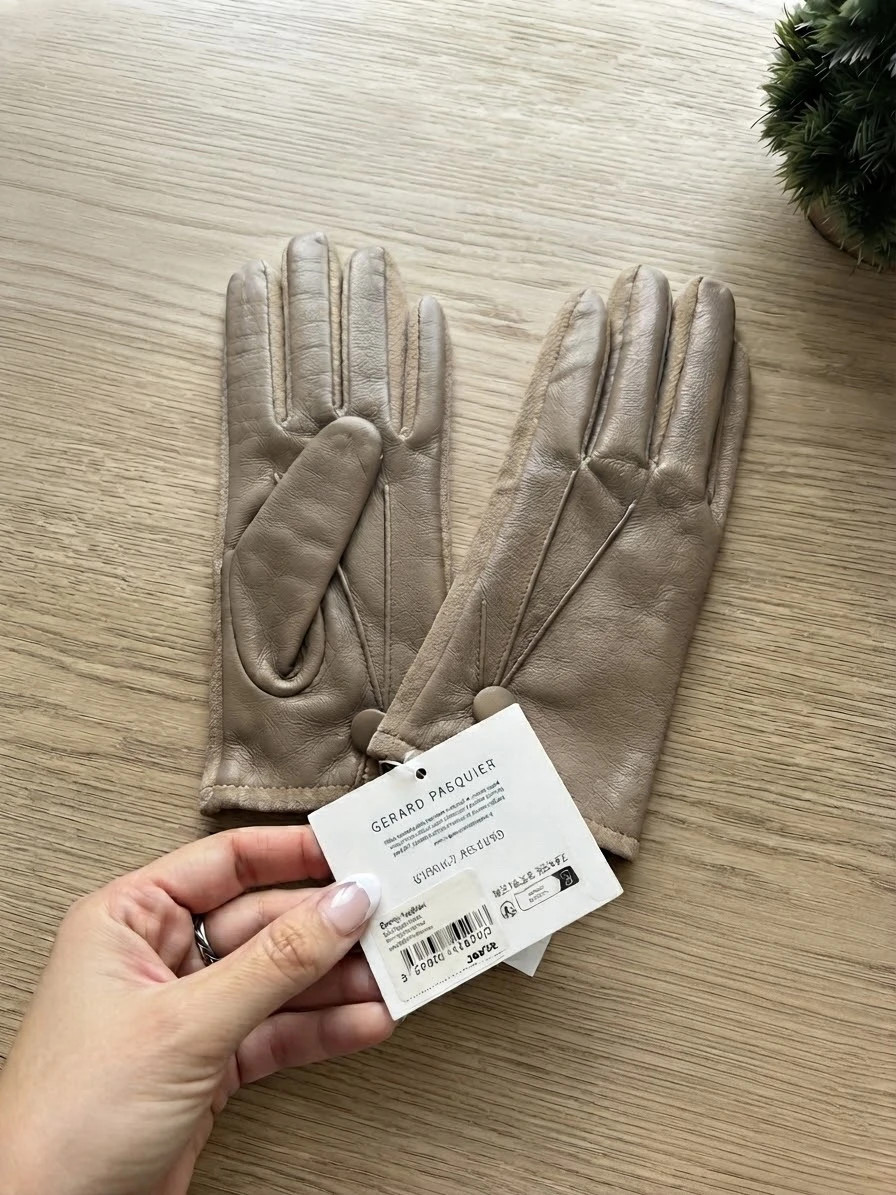 Guantes de Piel y Ante Gérard Pasquier Taupe Talla M (Nuevos)