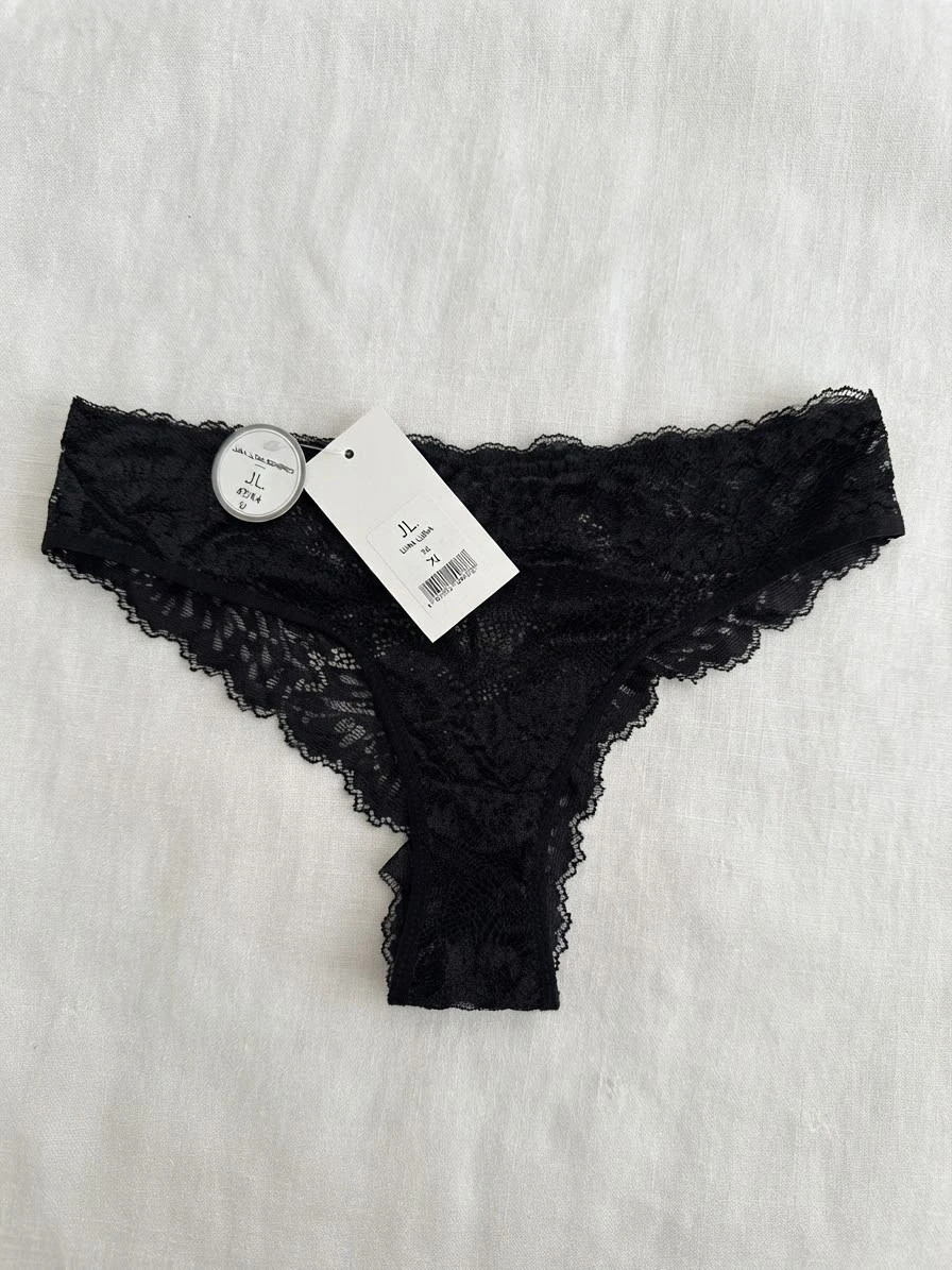 Braguita de encaje negro Jean-Louis Scherrer Talla XL Nuevo