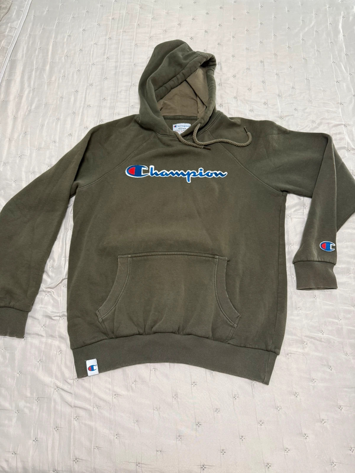 Sudadera Champion Heritage verde oliva - Logo grande - Talla XL (Estilo Vintage/Streetwear) – Champion – taille XL 2