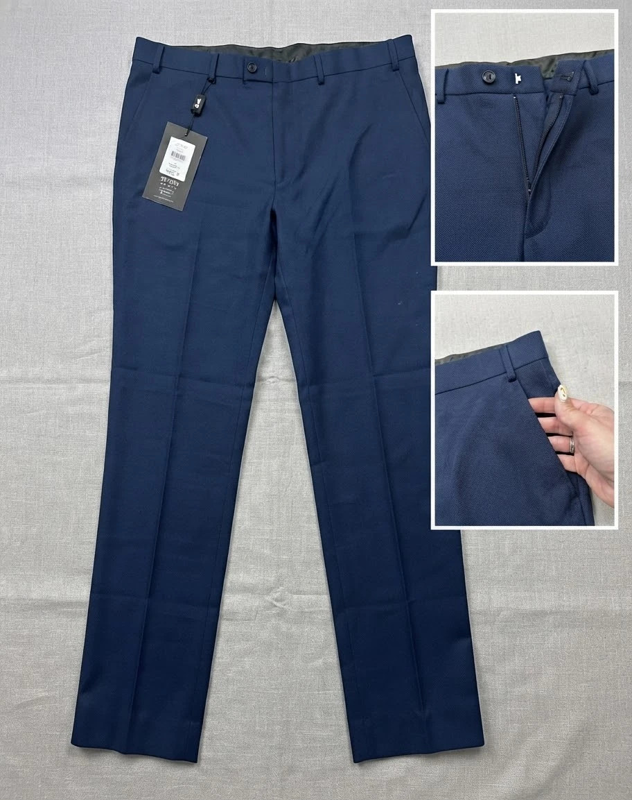 Pantalón de traje azul marino Jeff Banks Studio Nuevo con etiqueta - Talla 56 – Jeff Banks Studio – taille W46 | FR 56