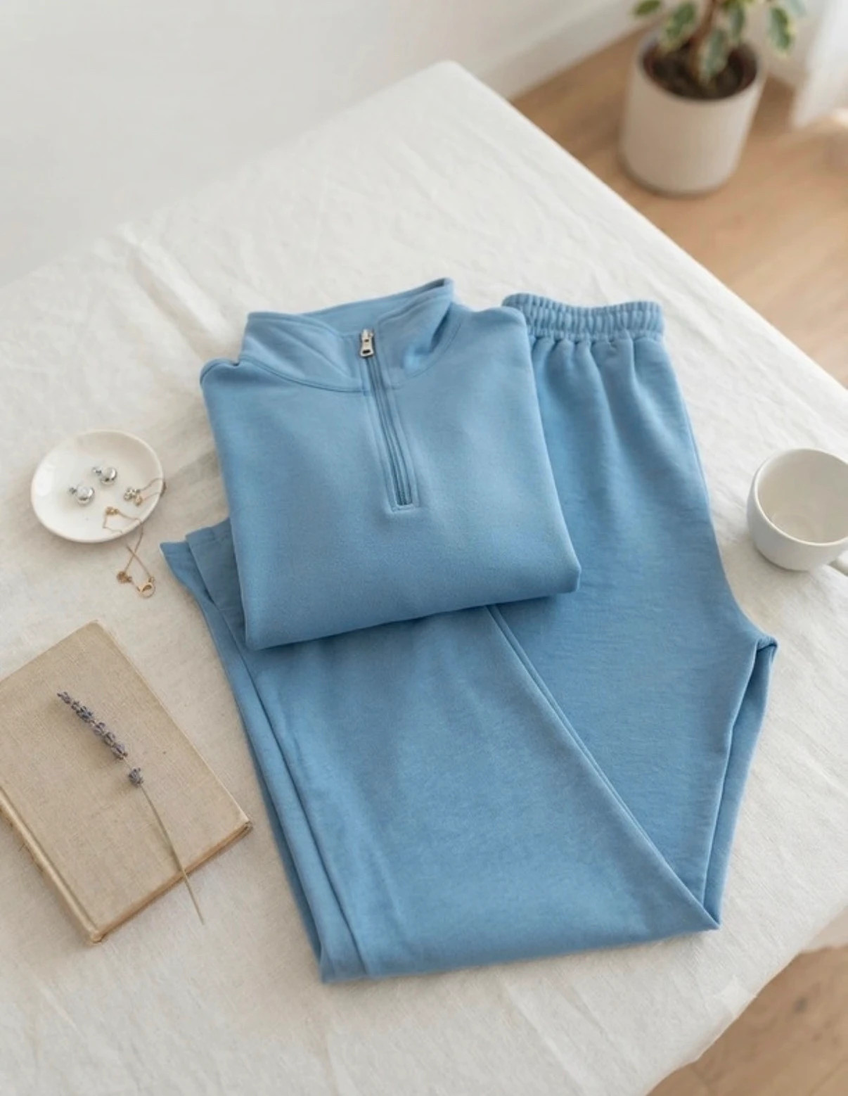 ste - Sudadera 1/4 Cremallera y Pantalón Ancho