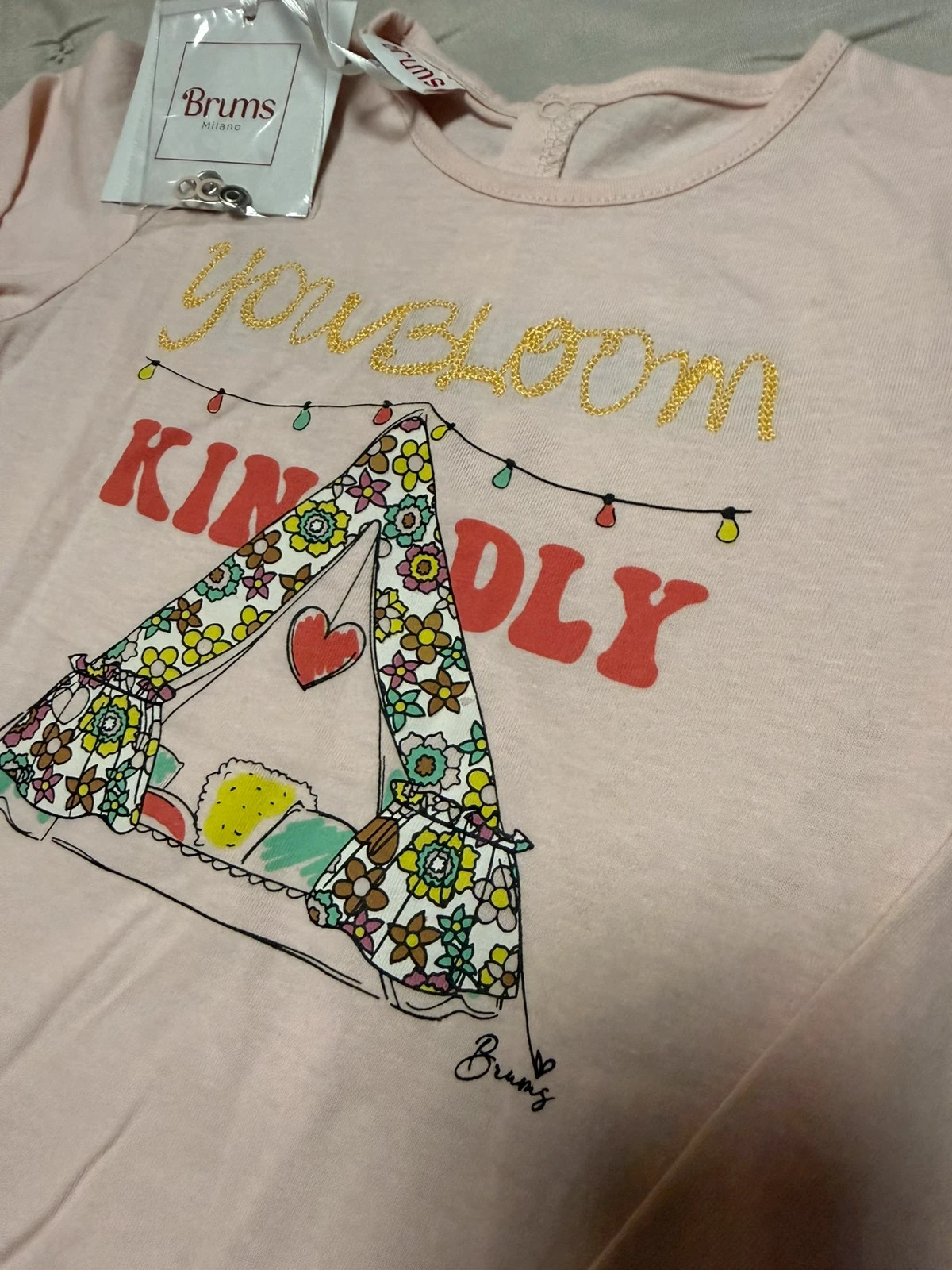 Camiseta rosa Brums Milano con etiqueta "you bloom kindly" NUEVA – Brums – taille 24-36 mois / 92 cm 3