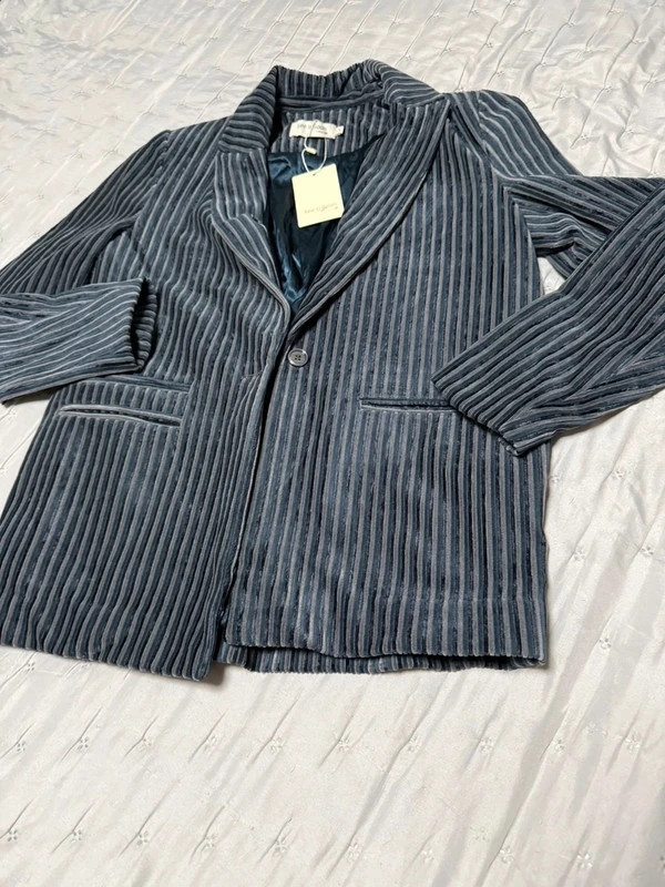 Blazer de terciopelo gris / Chaqueta de pana gris "See U Soon" Nueva – See U Soon – taille M / 38 / 10 2