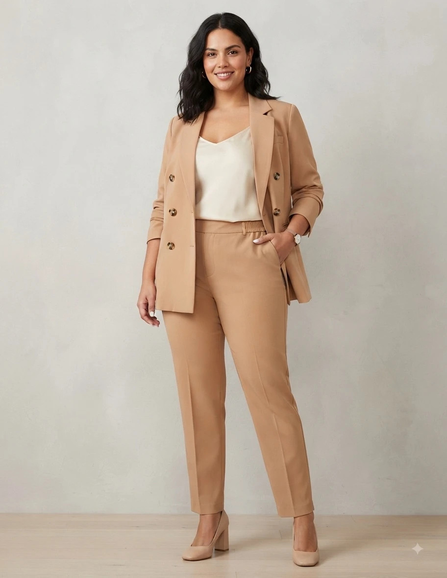 Traje chaqueta de mujer en color beige talla XXL – taille XXL / 44 / 16 2