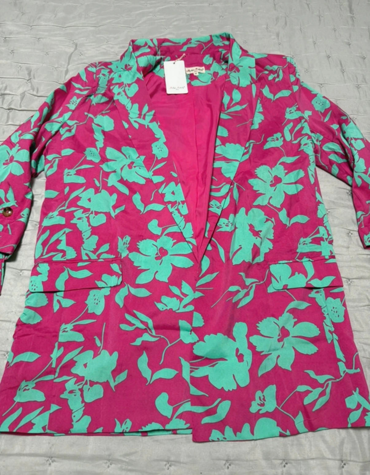 Blazer floral en fucsia y verde menta talla M – Melya Melody – taille M / 38 / 10 2