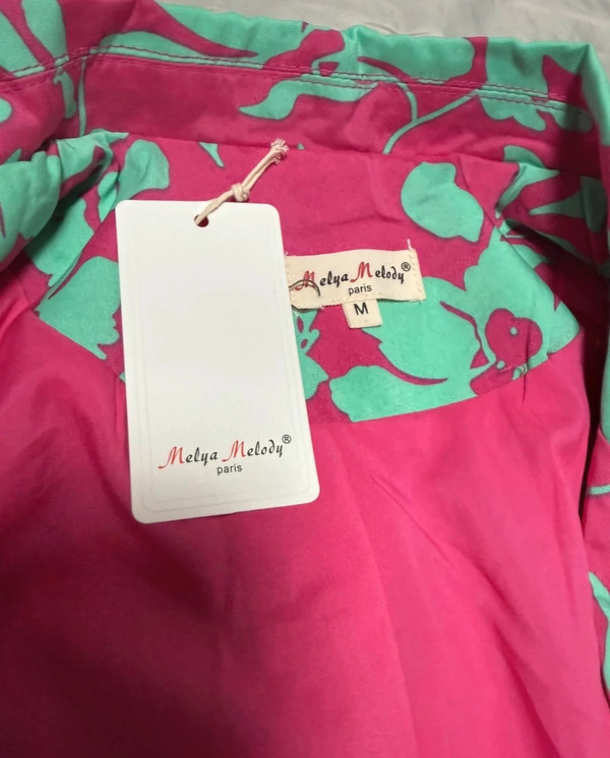 Blazer floral en fucsia y verde menta talla M – Melya Melody – taille M / 38 / 10 5