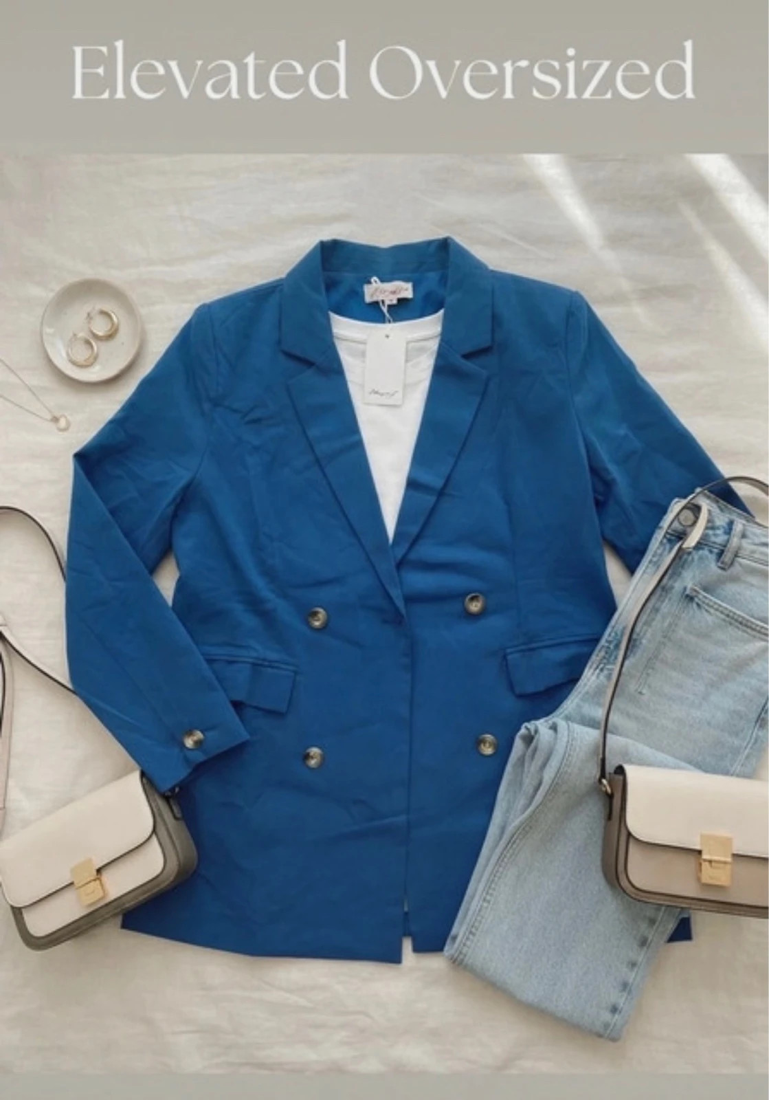Blazer oversize en azul Klein talla M de la marca Melya Melody