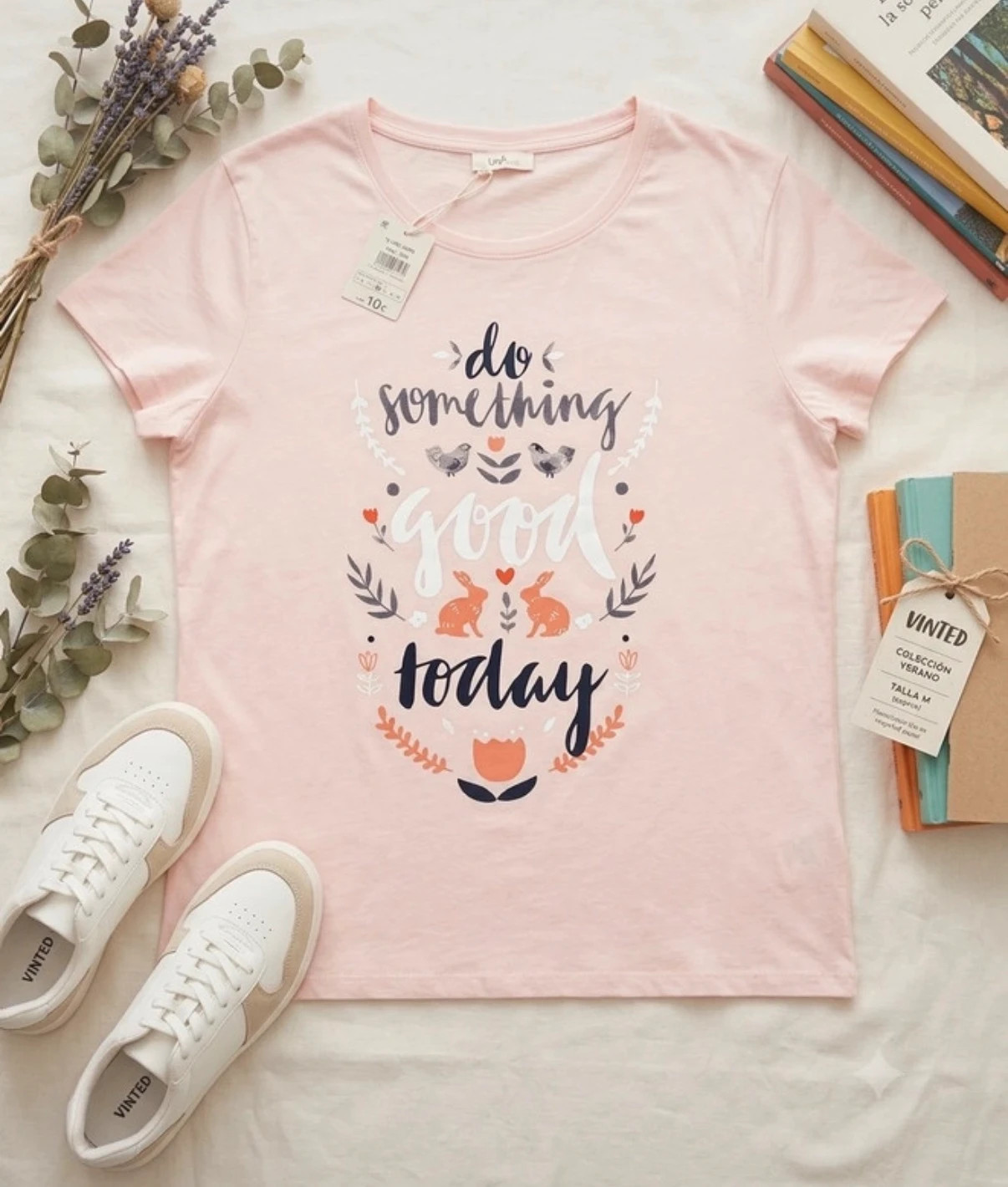 Camiseta estampada color rosa talla XXL