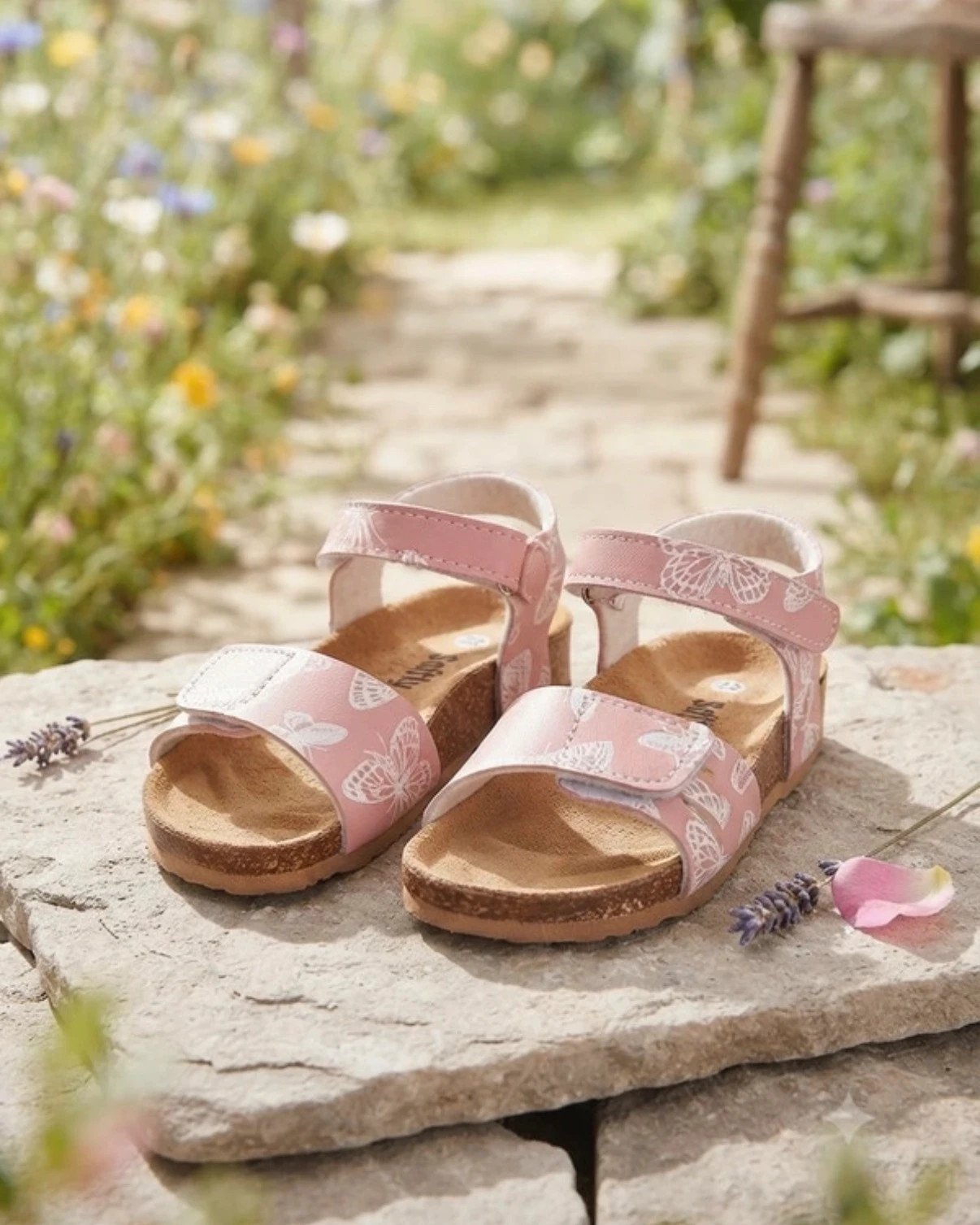 Sandalia de niña con doble velcro talla 22