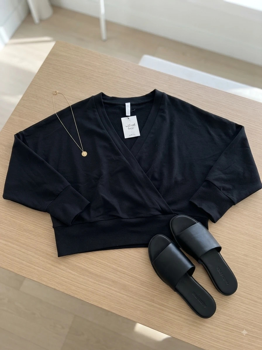Top estilo cruzado / "Wrap top" negro - Wilfred Free – LaLupa – taille S / 36 / 8